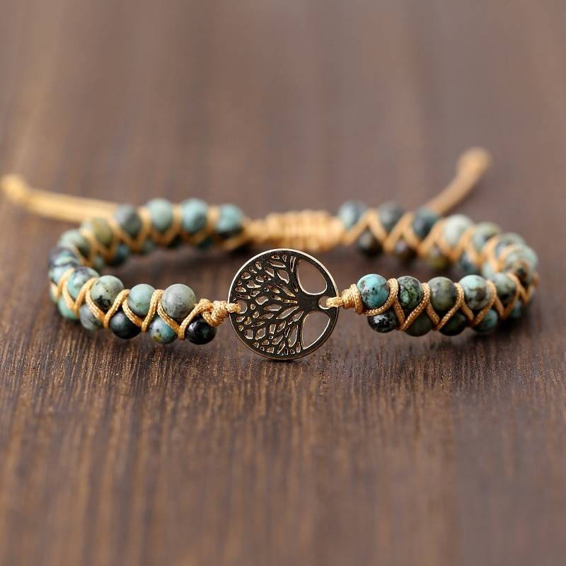 Vintage Leather Bracelet with Natural Stone