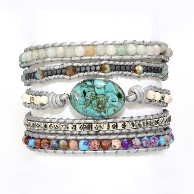 Natural Stones Decorated Wrap Bracelet